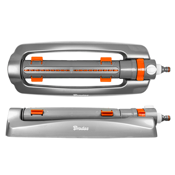 Bradas, White Line, modello WL-2818, Irrigatore oscillante de braccio de alluminio, idealeper l'irrigazione uniforme di giardini e aree verdi